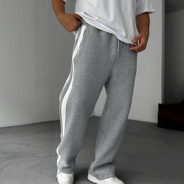 Ceisia Men's All-Season Color Blocked Casual Gift Straight Leg Pants Elastic Drawstring Waist Pockets for Outdoor Daily Work We ar