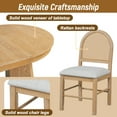 thumbnail image 5 of 5-Piece Extendable Dining Table Set for 4 People, Solid Wood Kitchen Table Set with 4 Upholstered Chairs and Rattan Backrests for Dining Room and Kitchen, Natural, 5 of 7