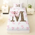 thumbnail image 3 of Erosebridal Initial Alphabet M Twin Sheet Sets,Princess Bowknot Wild Cheetah Pattern Bedding For Bowtie Girls 3pcs, 3 of 6