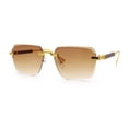 thumbnail image 4 of Luxury Hip Hop Rapper Rimless Bevel Lens Rectangular Hustler Sunglasses Gold - Brown, 4 of 8