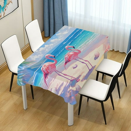 

ALAZA Flamingo and Starfish on Beach Rectangle Tablecloth Tablecover Dinning Table Cloth 60 x60