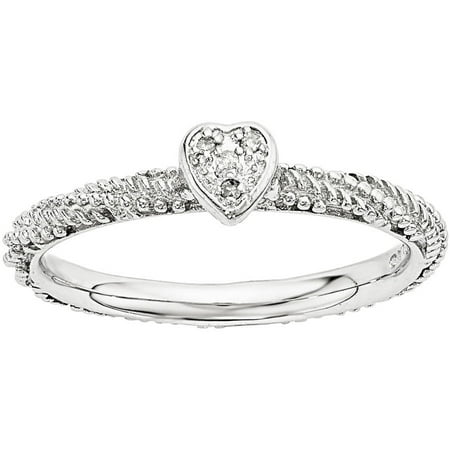 Stackable Expressions Diamond Sterling Silver Textured Heart Ring
