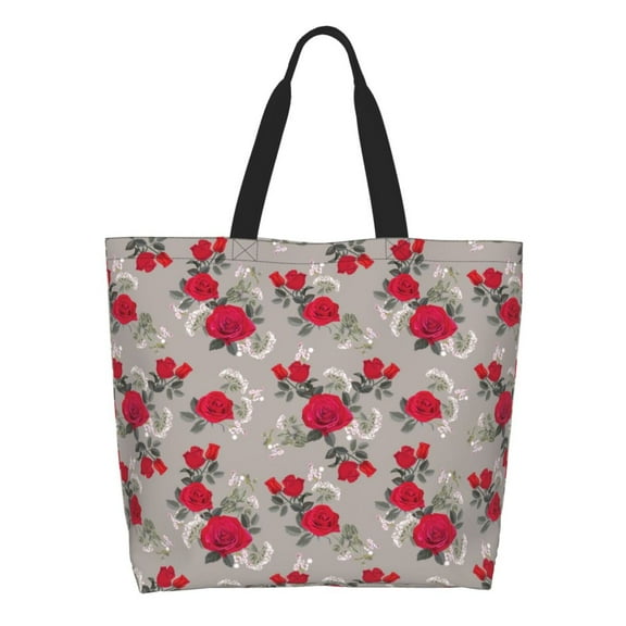 Easygdp Rose Flowers Tote Bags for Women,Women Travel Shoulder Bags Handbags，Big Capacity Shopping Work Bag