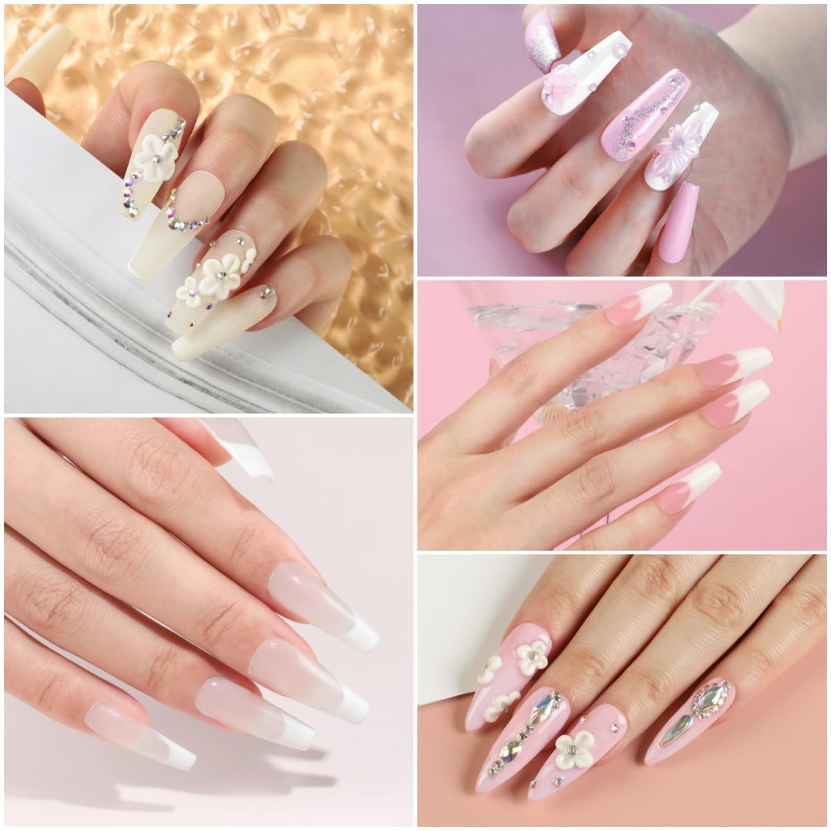 NeoMart - Acrylic Nail Kit for Beginners,Clear/White/Pink Acrylic Powder Set Nail Drill U v light Nail Kit for Beginner 100PC Fake Tips Brush Manicure Tools for Extensions Starter Set DIY Home Salon