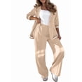 thumbnail image 2 of Women'S Fall Spring 2 Piece Blazer Outfits Business Casual Oversized Jacket Wide Leg Work Pants Khaki M, 2 of 9
