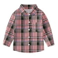 thumbnail image 6 of HOMADLES Boys Long Sleeve Shirts Plaid Print School Uniform Button Down Dress Shirt, Uniform Shirt Pink 5 T, 6 of 7
