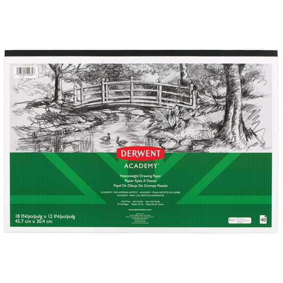 Derwent Academy Drawing Paper Pad 18 in. x 12 in. (White) 40 Sheets