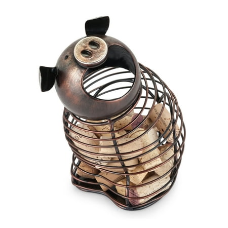 

True Oink Pig Cork Holder Stainless Steel with Rustic Finish Set of 1