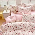 thumbnail image 2 of 3 Pieces Floral Duvet Cover Set King Size Pink Red Rose Pattern Printed Pink Aesthetic Bedding Set, Lightweight & Breathable Perfect for Girls Women, 2 of 6