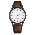 thumbnail image 2 of NovaStitch Men‘s Watch Minimalist Leather Strap Watch, Casual Analog Wristwatch for Daily Wear, Classic Dress Watch for Men - White Dial Light Brown Band, 2 of 6