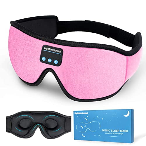 Auriculares para Dormir, Antifaz para Dormir 3D, LIGHTIMETUNNEL Auriculares para Dormir Lavables con Altavoces estéreo Ultrafinos Micrófono Manos Libres para Insomnio Viajes Rosa