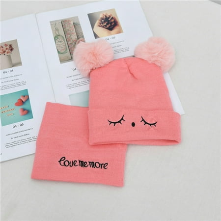 

Leutsin Toddler Girl&Boy Baby Solid Crochet Knit Hat Beanie Hairball Cap Scarf Set Suit
