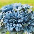 thumbnail image 3 of Enova Home Mixed Artificial Silk Dahlias Flowers Arrangement in Clear Glass Vase with Faux Water for Home Office Decoration (Blue), 3 of 4