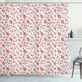 thumbnail image 1 of Cranberry Shower Curtain, Fruit Branches Vibrant Tone Nature Herbal Swirls Organic Taste Pattern, Fabric Bathroom Set with Hooks, 69W X 84L Inches Extra Long, Dark Coral Black, by Ambesonne, 1 of 3