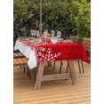 thumbnail image 2 of Outdoor Tablecloth with Umbrella Hole and Zipper, Red Snowflakes Christmas Rectangle Table Cloth 52x70 Inch Waterproof Tablecloth, Winter Holiday Xmas Snowflake Picnic Table Cover for Patio Camping, 2 of 7
