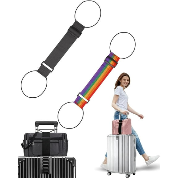 Multi Use Strong Adjustable Luggage Connector Straps,Add-a-Bag Travel Belt with Elastic Bungee, Waterproof & Heavy-Duty Suitcase Strap for Carry-On, Backpack, Tote