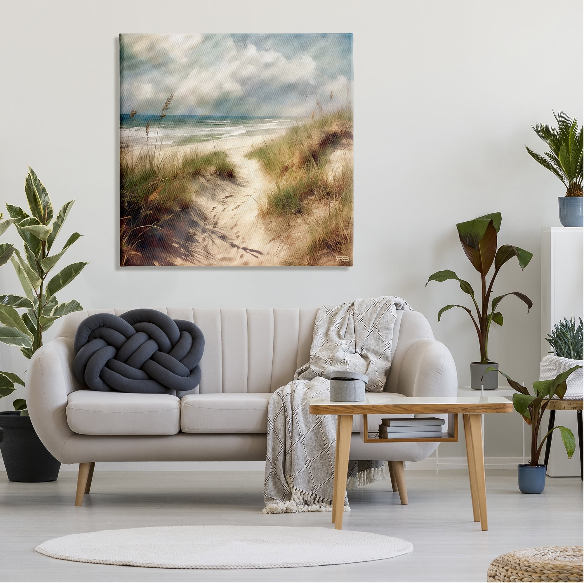 Stupell Industries Sandy Footprints Beach Path Nature Painting Gallery Wrapped Canvas Art Print Wall Art, 36 x 36
