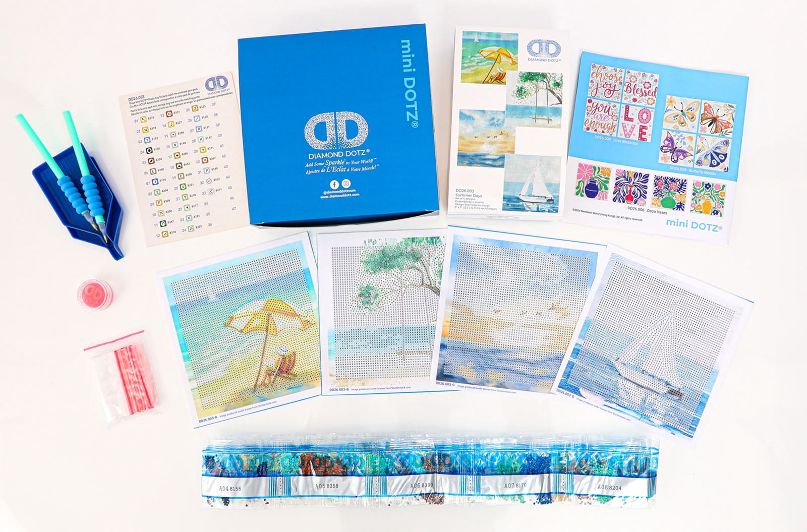Diamond Dotz Mini Summer Days Diamond Painting Kits for Adults - Summer Diamond Art Kits a Relaxing Creative Craft Kit with Dotz Gems 5x5