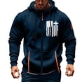 thumbnail image 2 of Babcutegg Mens Full Zip Hooded Jacket Drawstring Casual Graphic Athletic Track Coat with Pockets Navy Size XL, 2 of 3