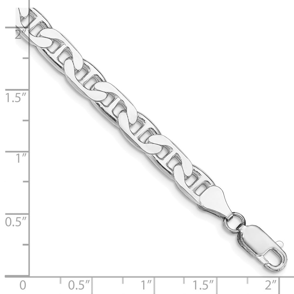 Auriga Fine Jewelry 925 Sterling Silver Rh-plated 6.5mm Flat Anchor 8inch Chain Bracelet for Men