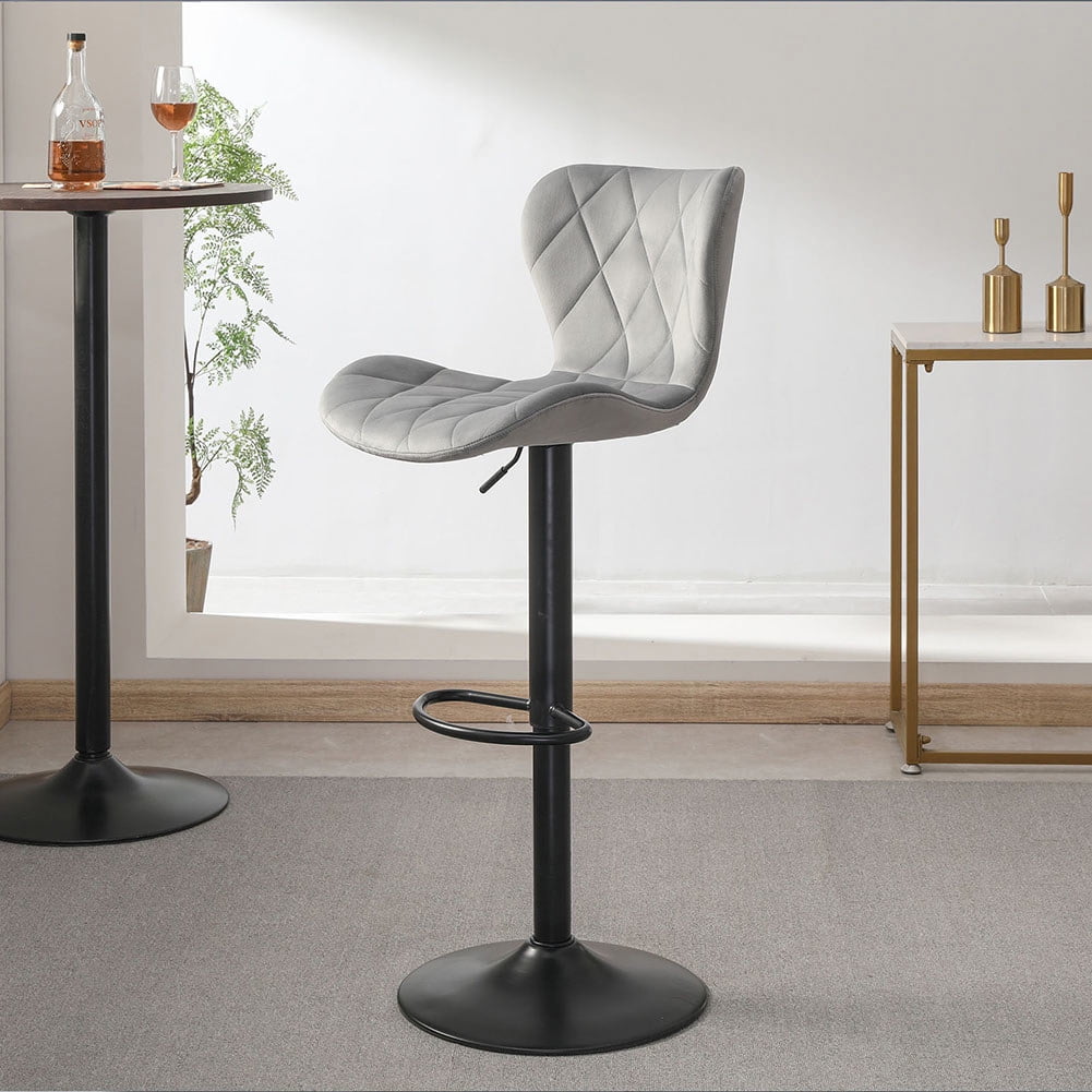 Kepooman Set of 2 Counter Height Bar Stools, Velvet Swivel Adjustable Barstools with Back for Home Bars, Bistros, Restaurants, Grey Kepooman Set of 2 Counter Height Bar Stools, Velvet Swivel Adjustable Barstools with Back for Home Bars, Bistros, Restaurants, Grey