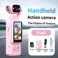 thumbnail image 1 of MUOXUEQN Cámara de Acción Portátil Rosa para Vlog Portátil de Mano con Lente Giratoria Estabilizada Tipo Gimbal 1080p HD MP4 Cámara de Video, 1 of 6