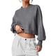 thumbnail image 5 of Suéter de manga farol para mujer Suéter de cuello redondo de punto suelto Suéter de color sólido Tops Hugtrwg Para estrenar, 5 of 6