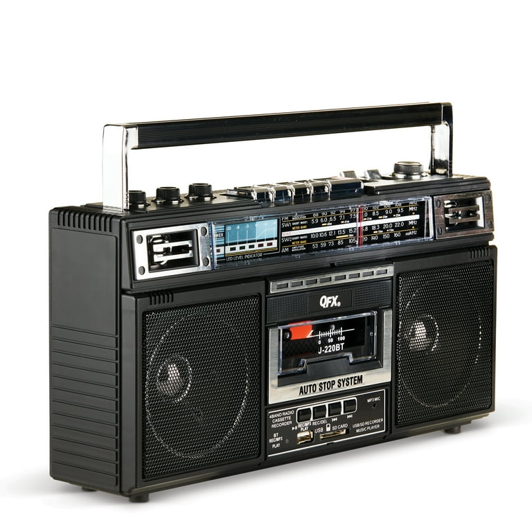 QFX Portable Stereo Cassette AM/FM/SW Bluetooth Boombox with USB