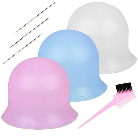Silicone Highlight Cap, 3Pcs Reusable Silicone Hair Staining Cap Multicolor Hair  Coloring Dye Cap with Metal Hook, Hook Silicone Hair Coloring Highlighting  Cap for Home Salon Hairdressing Tools | Walmart Canada