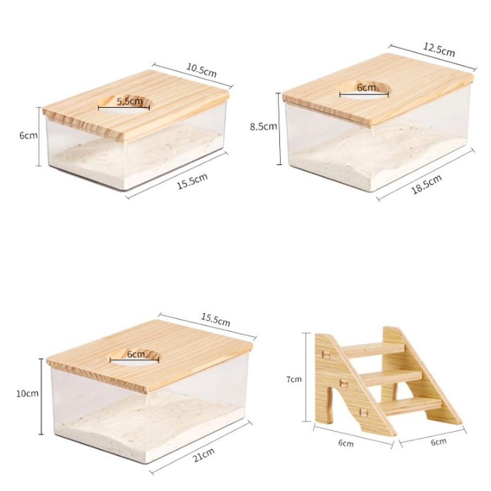CarpNettore Hamster Sand Bath Box Clear Pet Toilet And Sand Container for Hedgehog Squirrels L