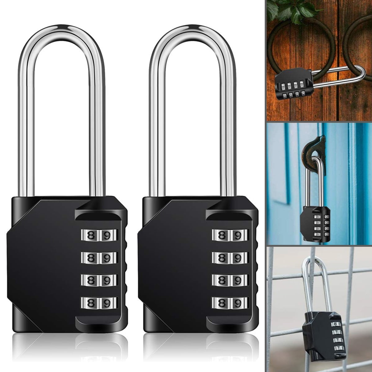 Employee Locker Gym Black Fence 2 Pack Combination Lock for Locker 4 Digit Combination Padlock for School Outdoor
