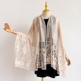 thumbnail image 6 of AHMOMEI Women’s Lace Floral Open Front Kimono Cardigan, Lightweight Sheer Embroidered Cover Up, Casual Summer Beach Shawl (Beige), 6 of 6