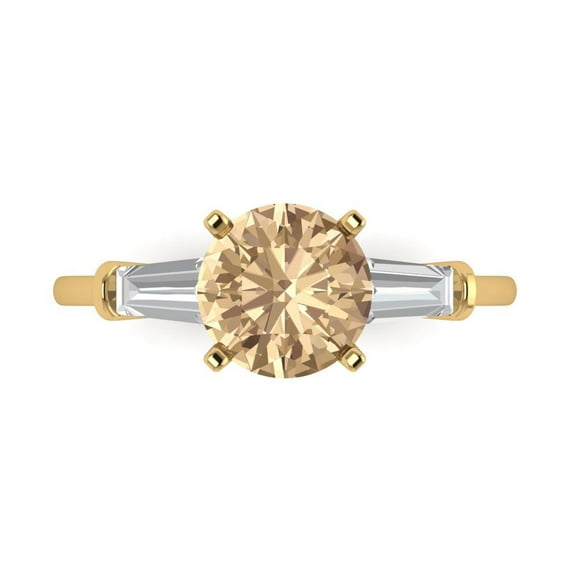 Three-Stone Engagement Ring for Women - 2ct Yellow Moissanite in 18K Yellow Gold Promise Ring