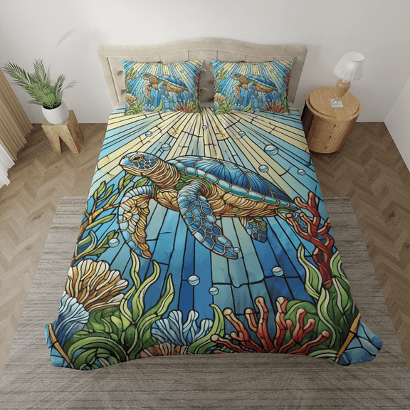 Lotusprinthandmade Colorful Sea Turtle Bedding Set