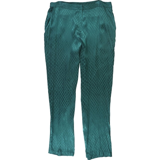 Alfani Pantalones casuales con estampado de jacquard para mujer, verde, 8
