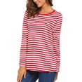 thumbnail image 6 of UJNDER Women's Striped Seersucker Long Sleeve T-Shirt Round Neck Line Tops for Casual Unisex Wear Red Red, 6 of 7