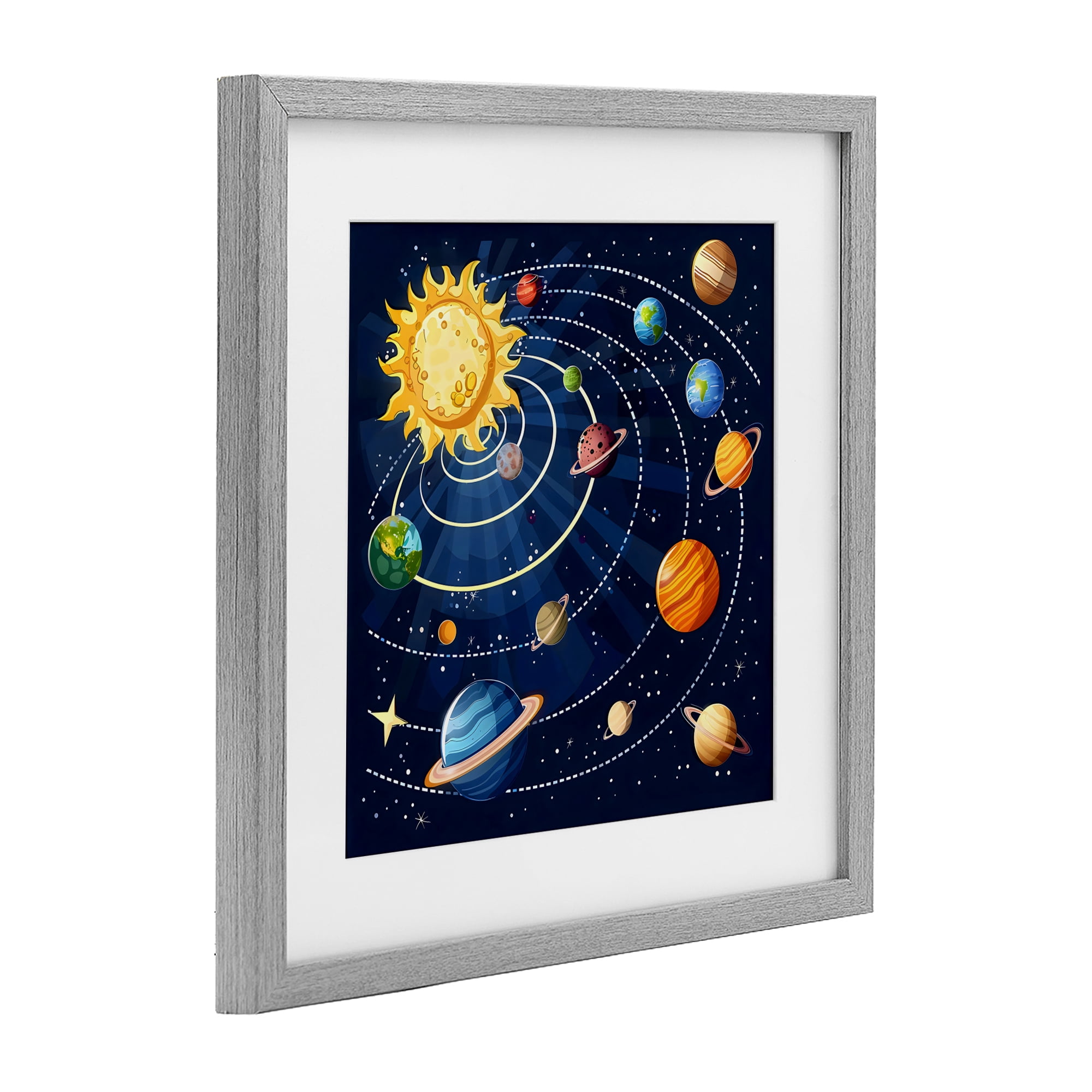 Stupell Industries Planets In Orbit Gray Framed Print Under Glass, design by Creative Studio