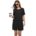 thumbnail image 3 of Asklazy Women's Pajamas Set short Sleeve and short Pants 2 Piece Pjs Sleepwear with Pockets,US Size,Black,L, 3 of 10