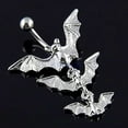 thumbnail image 2 of UDIYO Punk Flying Bats Dangle Barbell Belly Button Ring Navel Ring Body Piercing, 2 of 5