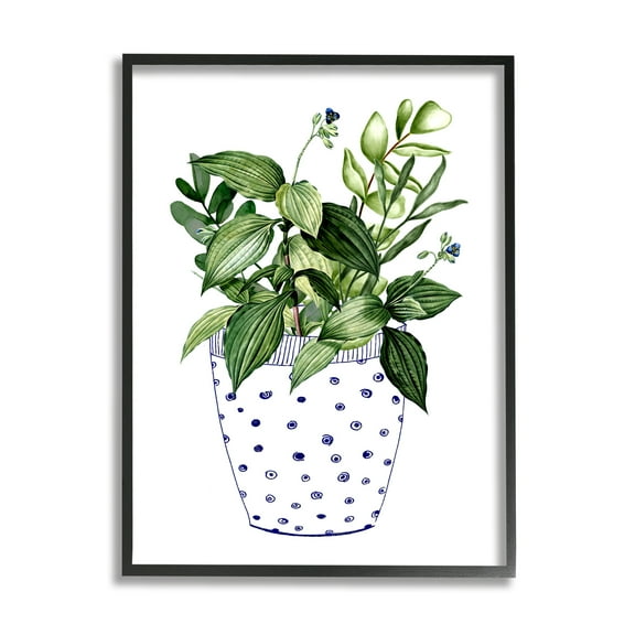 Stupell Industries Modern Potted Plant Botanical & Floral Painting Black Framed Art Print Wall Art, 11 x 14
