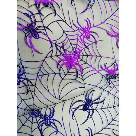 Quilt Fabric Panel - RTC HALLOWEEN FABRIC, SPIDER SHEER PURPLE, 100% NYLON, Quilt Crafts Fabric By The Yard