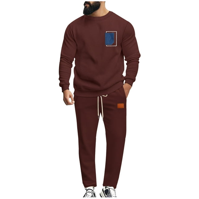 Pantalons d'Exercice pour Hommes Manches Longues Ensemble de Mode Décontracté pour Activités Extérieures