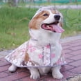 thumbnail image 2 of Waterproof Pet Raincoat, Transparent Plastic Floral Print Outerwear, Stylish Hooded Poncho for Medium Large Dog Outdoor Walking Rainy Day, 2 of 3