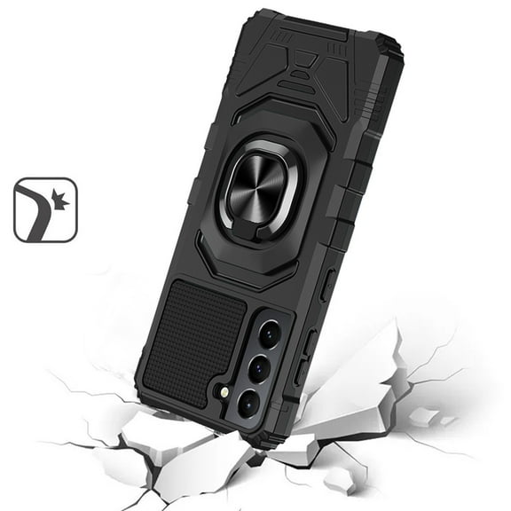 For Samsung Galaxy S23 FE /Fan Edition Hybrid Dual Layer TPU with Rotate Magnetic Ring Holder Kickstand, Rugged Cover ,Xpm Phone Case [ Black ]