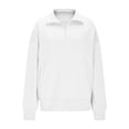 thumbnail image 4 of Domzest Womens Quarter Zip Pullover Long Sleeve Oversized Fleece Sweatshirts Trendy Collared Pullover Tops Daily Outfits White XL, 4 of 7