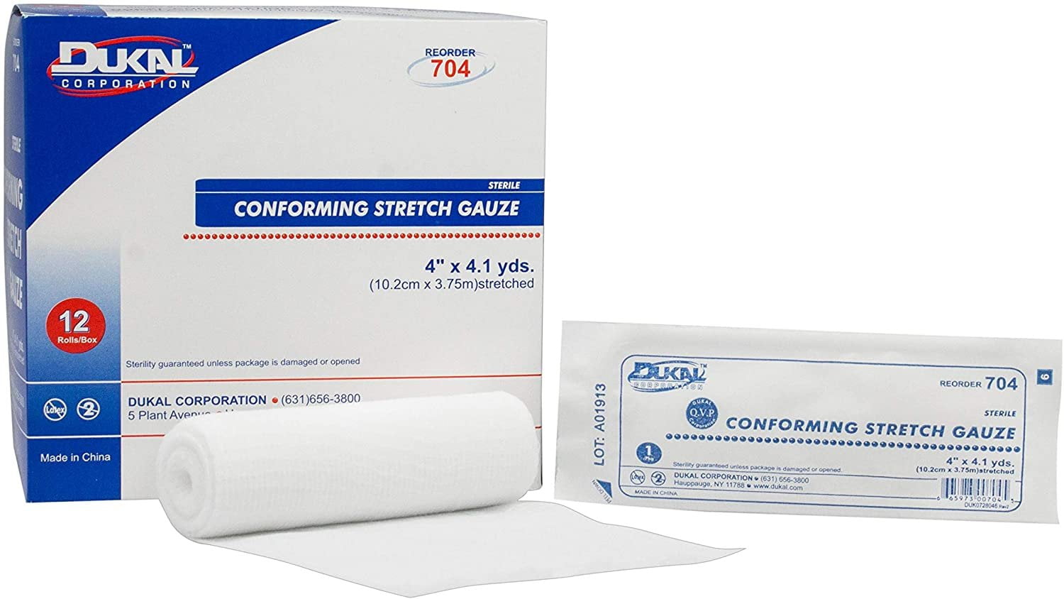 Dukal Conforming Stretch Gauze 4 inch x 4.1 Yards Conforming Bandages