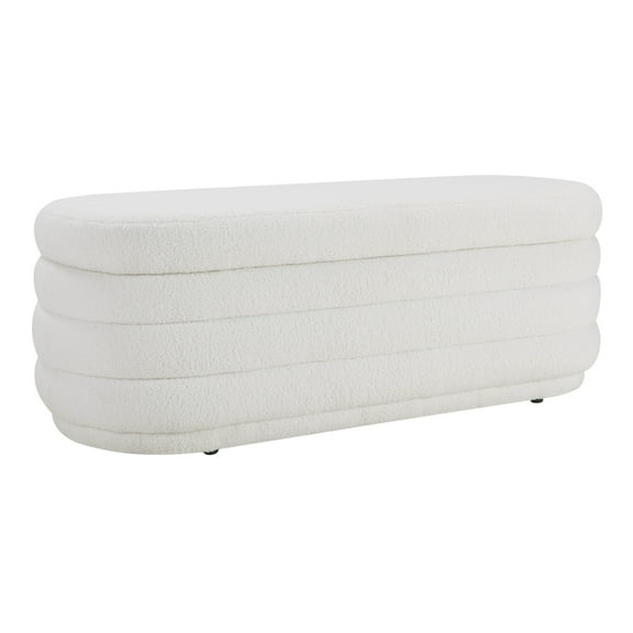 Clifford Storage Bench in Ivory Sherpa Fabric