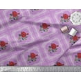 thumbnail image 2 of Soimoi Tissu Popeline de Coton à Carreaux, Feuilles & Roses Imprimé Floral 1 Yard 56 Pouces de Large, 2 of 3