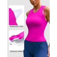 thumbnail image 3 of Alove Womens Solid Round Neck Workout Top Ribbed Yoga Tops Double Strap Workout Running Tank Crop Tops, 3 of 8