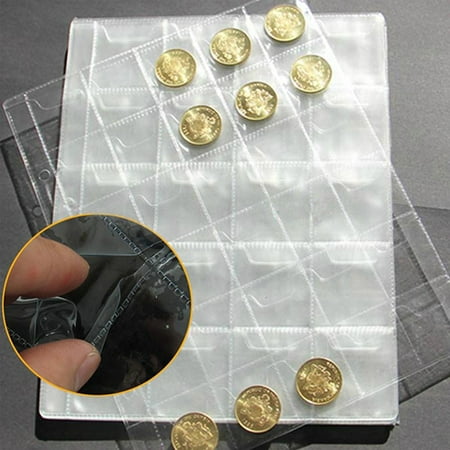 

HYDa 20/30/42 Pockets Clear Ring Coin Holder Album Badge Per Page Money Collection